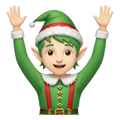 DUENDE NAVIDEÑO CON ORTODONCIA Y MANOS ARRIBA ANIMANDO sticker