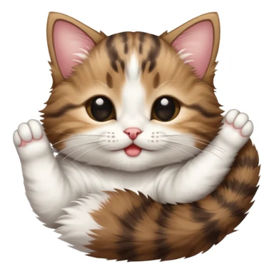 dark brown tabby and white kitten in funny positions upside down with eyes closed sticker