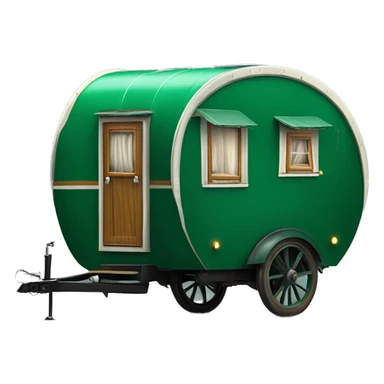 Realistic emerald green vintage round gypsy caravan wagon camper sticker