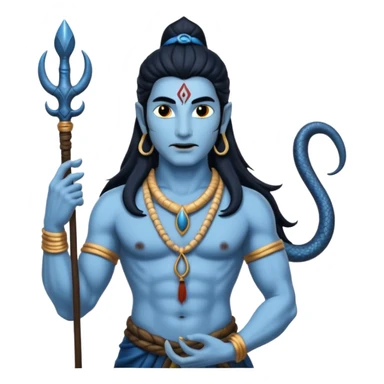 Mahadev real god  shiv not like cartoon  blue body and trishul and and had damru and nack around sanke  sticker