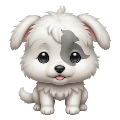 a white cute baby dog with a gray stain on one eye sticker
