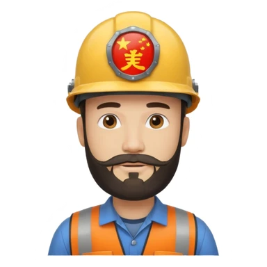 Ingeniero con barba y con casco y letra china minipeka   sticker