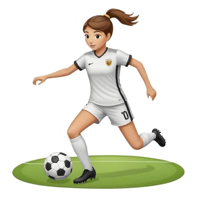 Girl scoring soccer goal brown hair and ponytail  sticker