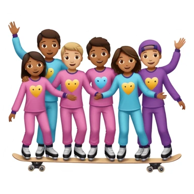 skating rink sleepover with teen boys & girls skin color brown and tan sticker