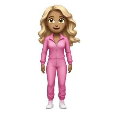 Woman dark matt blonde hair  pink  full body jumpsuit flying sticker