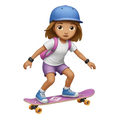 Une petite fille qui a un style de garçon manqué  sur un skateboard  sticker