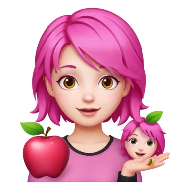 cute pink girl with cheerful pose. apple emoji style sticker
