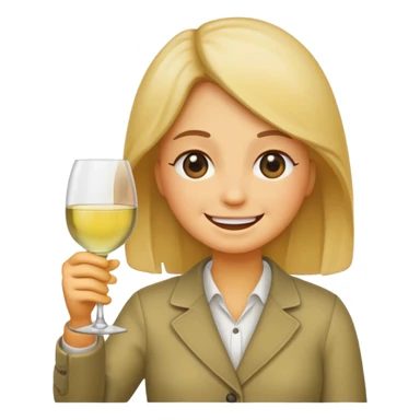 Smiling face emoji (not a person), blushing, holding white wine  sticker