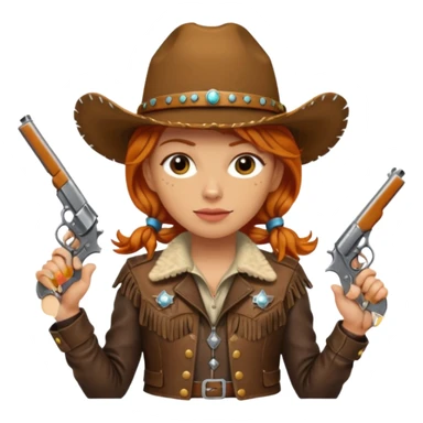 Ginger cowgirl with 2 pistols sticker