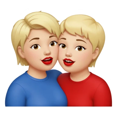 Chubby lesbian with medium brunette hair kissing tall butch lesbian with huge teeth and blonde short hair sticker