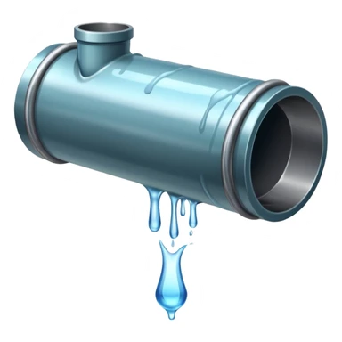 sewer steel shiny pipe with leaking water  sticker