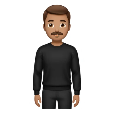 man with mustache, brown hair, 33years old, shirt, high temple Black pullover with a white shirt underneath and black fabric trousers 👕🖤👖 sticker