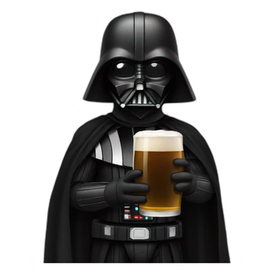 dark vador with a beer sticker