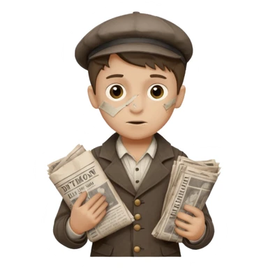 Victorian era poor paper boy sticker