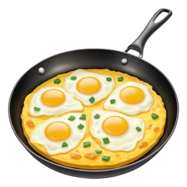 frying pan cooking an omelet with eggs sticker