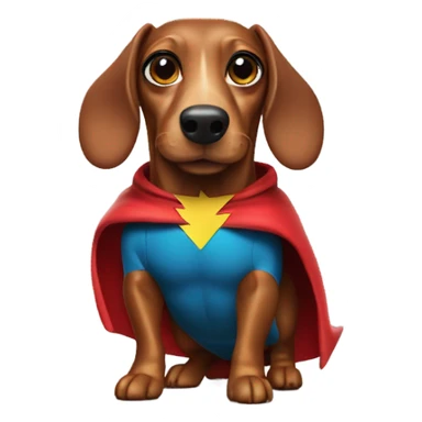 Sausage dog wearing a superhero suit sticker