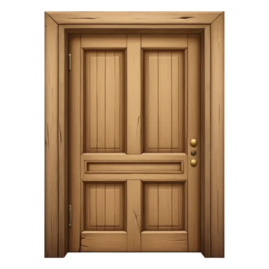 a wooden door that is wide open. The door frame is simple and matches the wood tone of the door. sticker
