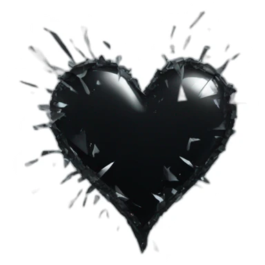 broken black heart with sparkles sticker