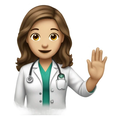Girl brown hair Medical Student waving bye sticker