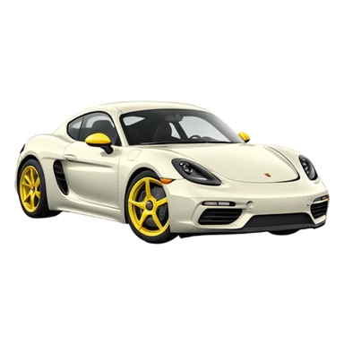 Chalk colored 2024 Porsche 718 Cayman GTS 4.0 with yellow ceramic brakes sticker