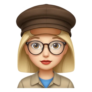 hatted girl with glasses sticker