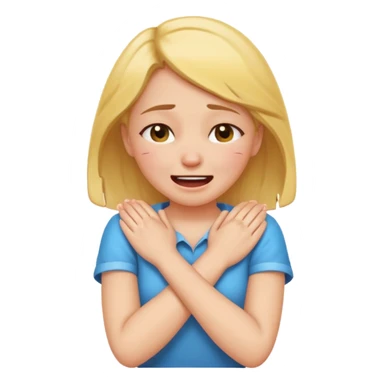 arms crossed holding neck crying laughing girl sticker