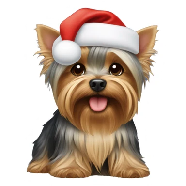 Yorkshire terrier with Santa hat sticker