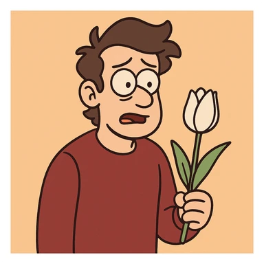 white tulip flat toon style sticker