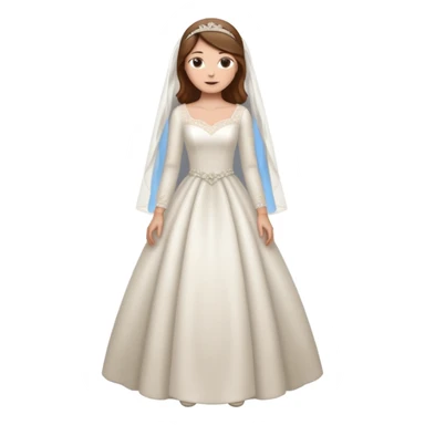 Chica blanca,pelo castaño y mondongos vestido novia, manga larga cuerpo entero sticker