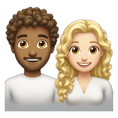 Couple, Arab guy curly hair with a white girl blonde with teeth braces sticker