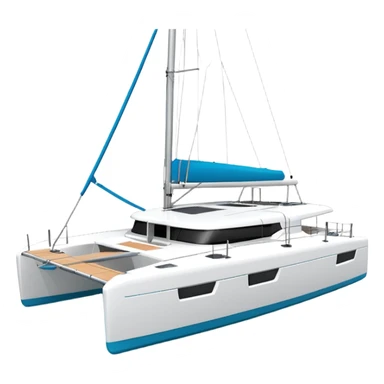 A lagoon 42 catamaran with no wording or letters on the boat. In a solid white background. The whole boat is in frame sticker