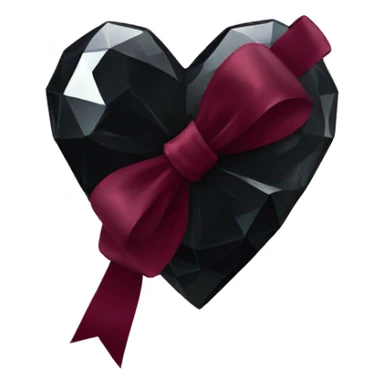 crystal black heart wrapped in a burgundy bow sticker