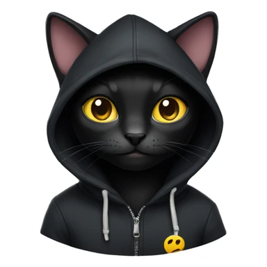 Black Cat wearing a hoodie sticker