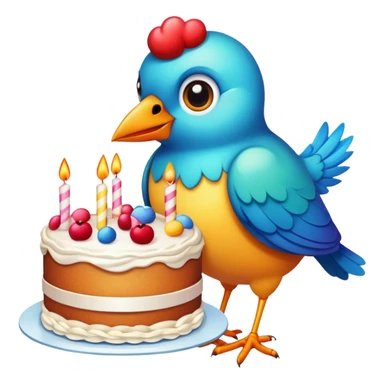 bird with a cake sticker