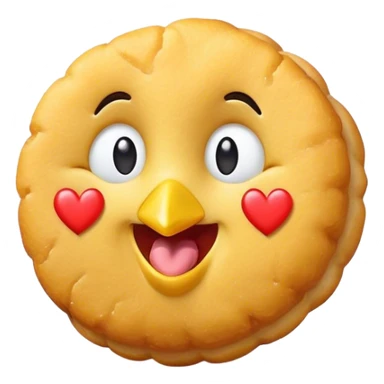 Classic yellow smiley face emoji with heart shaped chicken nuggets for eyes  sticker