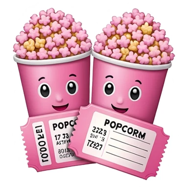 pink popcorn with 2 cinema tickets sticker