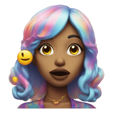 Psychedelic girl winking and blowing kiss sticker