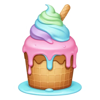 Melted neon kawaii pastel ice cream cake sticker