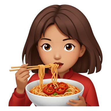 Aya nakamura eating spicy buldak noodles  sticker