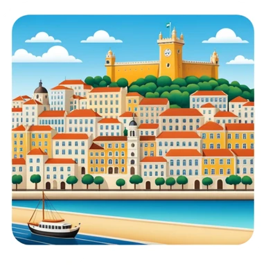 Lisbon cityscape featuring iconic landmarks sticker