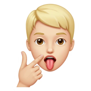 Tongue out to the side, pinching fingers sticker