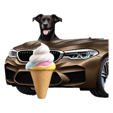 Dog In BMW M5 F90 eat ice cream sticker