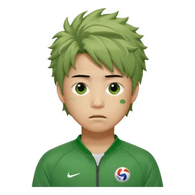 Draw Seong Gi-hun (Player 456) with messy hair, green tracksuit & tired but hopeful expression. sticker