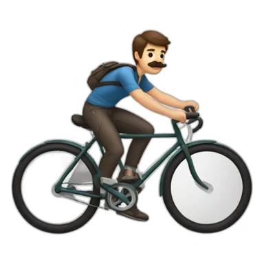 young Man with moustache on a bike,brown hair and brown moustache sticker