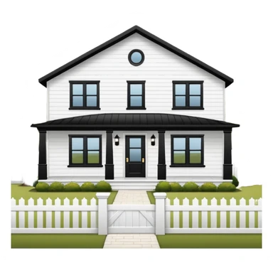 modern farmhouse with white siding and black trim sticker