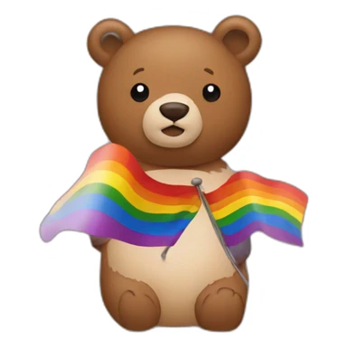 Brown bear with a lesbian flag sticker