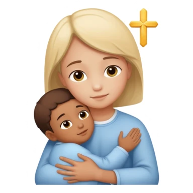 Niño abrazando a Dios sticker