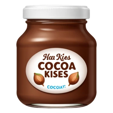 Jar of hazelnut chocolate spread and make the label say cocoa kisses with a white lid sticker