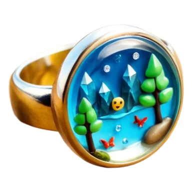 epoxy resin ring with nature motifs crystal sticker