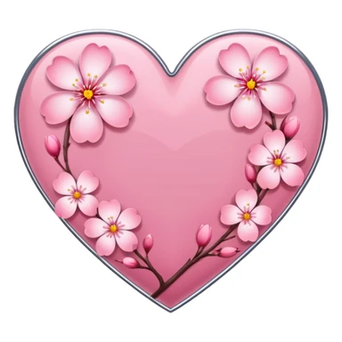 sakura heart with a silver outline sticker